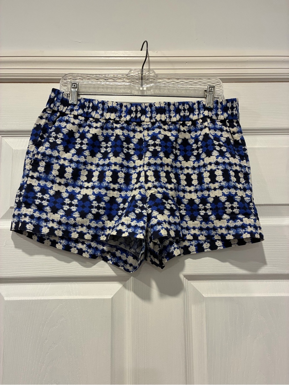 J. Crew Blue Black White Patterned Linen Shorts